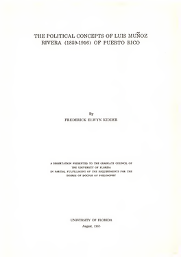 The Political Concepts of Luis Muñoz Rivera