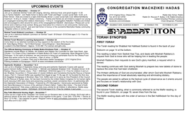 Congregation Machzikei Hadas Torah Synopsis