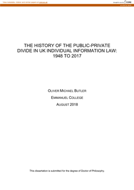 The History of the Public-Private Divide in Uk Individual Information Law: 1948 to 2017