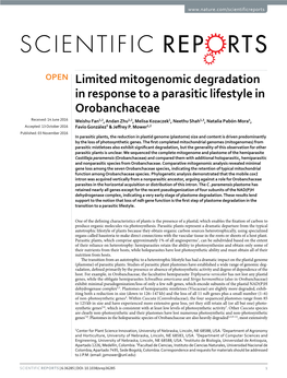 Limited Mitogenomic Degradation in Response to a Parasitic Lifestyle In