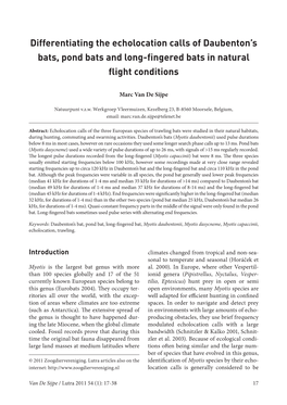 Differentiating the Echolocation Calls of Daubenton's Bats, Pond Bats And