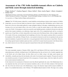 Assessment of the 1783 Scilla Landslide-Tsunami Effects on Calabria and Sicily Coasts Through Numerical Modeling