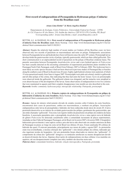 First Record of Endoparasitism of Pycnogonida in Hydrozoan Polyps (Cnidaria) from the Brazilian Coast