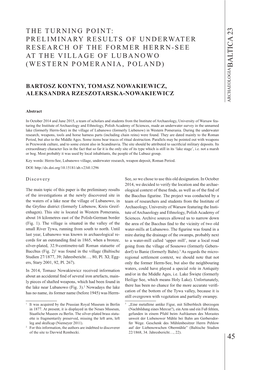 Preliminary Results of Underwater Research of the Former Herrn-See at the Village of Lubanowo