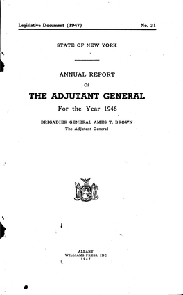 THE ADJUTANT GENERAL for the Year 1946