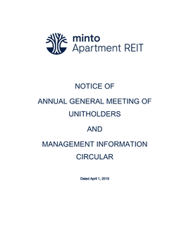 Notice of Annual General Meeting of Unitholders and Management