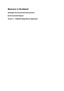 Annex 2 – Habitats Regulations Appraisal