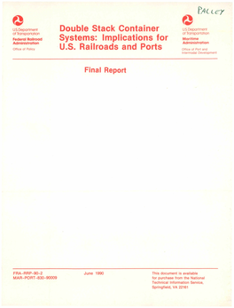 Double Stack Container Systems: Implications Junp 19Q0 for U.S