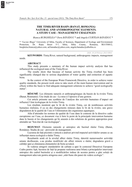 The Timiş River Basin (Banat, Romania) Natural and Anthropogenic Elements