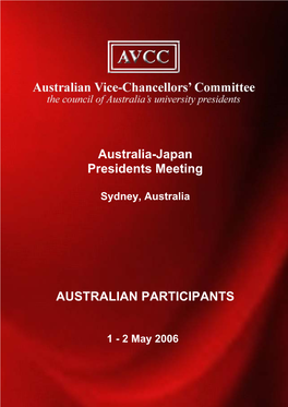 Australia-Japan Presidents Meeting AUSTRALIAN PARTICIPANTS