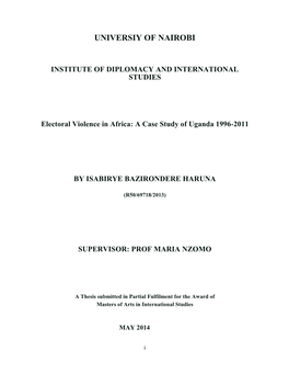 Electoral Violence in Africa: a Case Study of Uganda 1996-2011