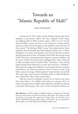 Islamic Republic of Mali?”
