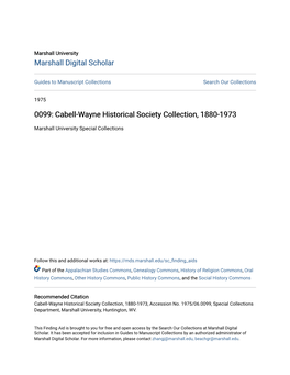Cabell-Wayne Historical Society Collection, 1880-1973