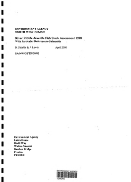 River Ribble Juvenile Fish Stock Assessment 1998 with Particular Reference to Salmonids