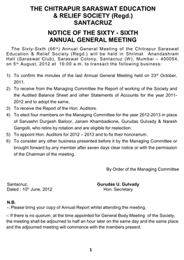 Sixth Annual General Meeting