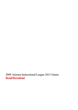2009 Arizona Instructional League 2013 Giants.Pdf
