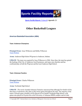 Other Basketball Leagues