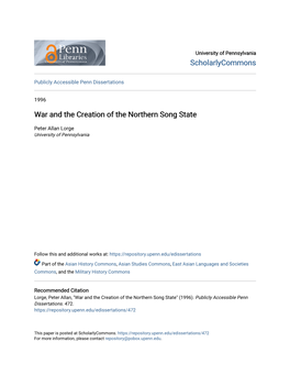 War and the Creation of the Northern Song State
