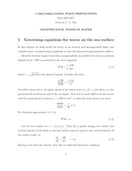 1 Governing Equations for Waves on the Sea Surface