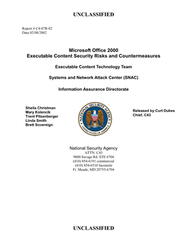 Microsoft Office 2000 Executable Content Security Risks and Countermeasures