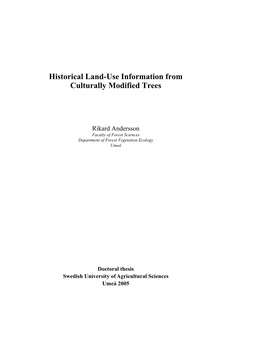 Historical Land-Use Information from Culturally Modified Trees