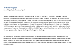 Richard Wagner from Wikipedia, the Free Encyclopedia