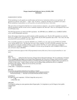 1998 Instrument OASIS SURVEY NOTES