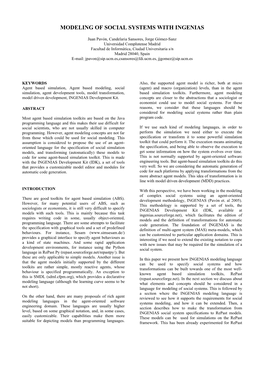 Modeling of Social Systems with Ingenias