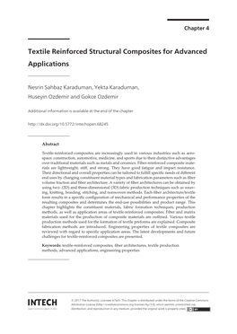 Textile Reinforced Structural Composites for Advanced Applications