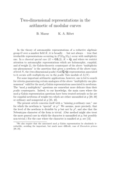 Two-Dimensional Representations in the Arithmetic of Modular Curves