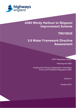 A585 Windy Harbour to Skippool Improvement Scheme TR010035