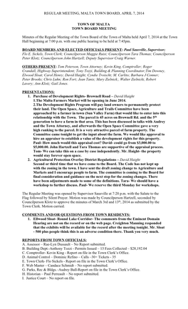 Amended Town Board Minutes April 7, 2014