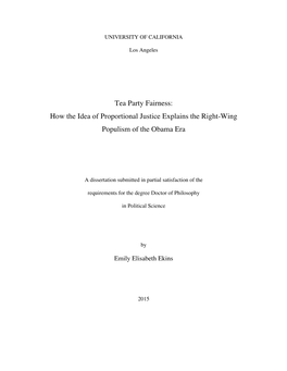 Tea Party Fairness: How the Idea of Proportional Justice Explains the Right-Wing Populism of the Obama Era