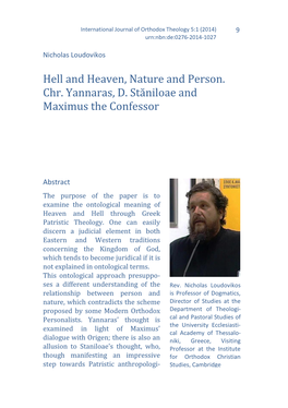 Hell and Heaven, Nature and Person. Chr. Yannaras, D. Stăniloae and Maximus the Confessor