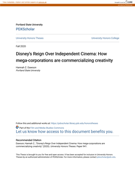 Disney's Reign Over Independent Cinema: How Mega-Corporations Are Commercializing Creativity