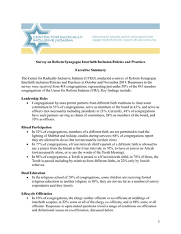 Survey on Reform Synagogue Interfaith Inclusion Policies and Practices