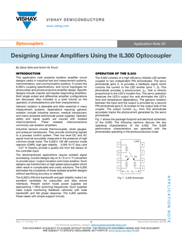 Designing Linear Amplifiers Using the IL300 Optocoupler