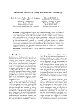 Definition Extraction Using Sense-Based Embeddings