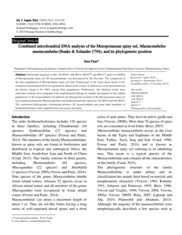 Original Article Combined Mitochondrial DNA Analysis of The