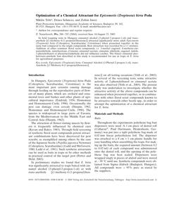 Optimization of a Chemical Attractant for Epicometis (Tropinota) Hirta Poda