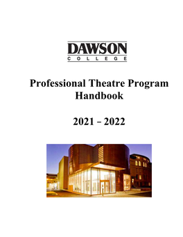 Professional Theatre (Acting) Program Handbook 2021-2022