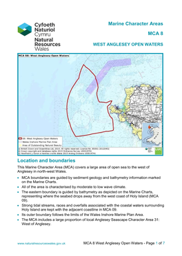 Marine Character Areas MCA 8 Location and Boundaries