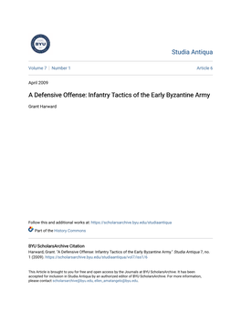 Infantry Tactics of the Early Byzantine Army