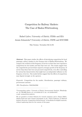 Competition for Railway Markets: the Case of Baden-Württemberg