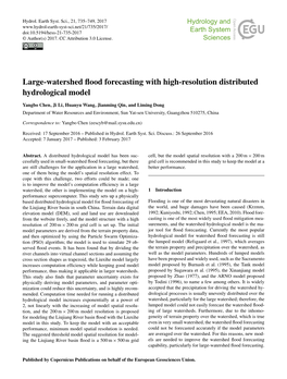 Large-Watershed Flood Forecasting with High-Resolution Distributed