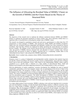 The Influence of Allocating the Residual Value of Msmes' Cluster