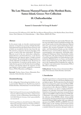 The Late Miocene Mammal Faunas of the Mytilinii Basin, Samos Island, Greece: New Collection 10