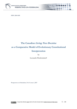 The Canadian Living Tree Doctrine As a Comparative Model of Evolutionary Constitutional Interpretation by Leonardo Pierdominici