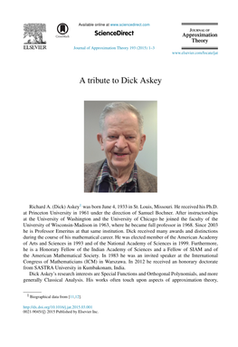 A Tribute to Dick Askey