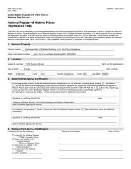 Commandant of Cadets Building, U.S. Air Force Academy National Register Nomination, 5AH.2908